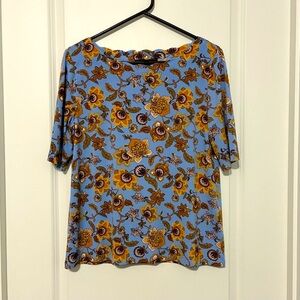 4/$25 Preston & York Blue Floral Blouse Women’s Medium